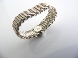 Tiffany & Co Silver Heart Mesh Ring Sz 7.75 Rare Gift Love ...