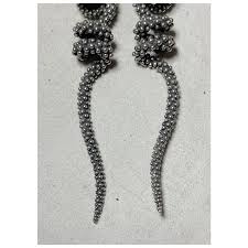 Pair of large vintage solid sterling silver red garnet stone drop . For Sale at Ruby Lane