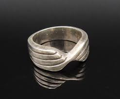 MEXICO 925 Silver Vintage Etched Lines Twisted Band Ring Sz ...