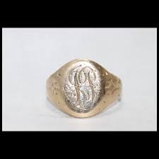 Vintage 10K Gold "JP" Initials Signet Ring. For Sale at Ruby ...