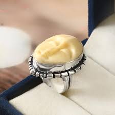 Moon Face Ring Yellow Gemstone Ring 925 Starling Silver Ring ...