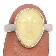 Carving Face 925 Sterling Silver Ring Jewelry s.5.5 CR61642 ...
