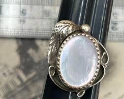 Vintage Large Southwestern Artist Signed Sterling Silver Feather Mother of Pearl Ring Size 7 - Etsy