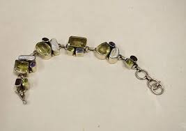 Bracelet Silver Sterling Citrine Amethyst Pearls Peridot Aquamarine Bracelet | eBay
