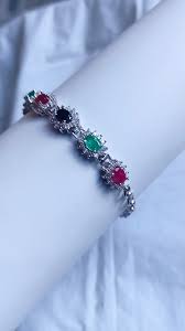 Multi Gemstone Oval Zircon Tennis Bracelet 925 Sterling ...