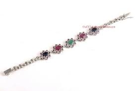 925 Sterling Silver Natural Ruby Emerald Blue Sapphire ...
