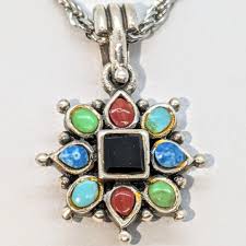 Reversable Vintage Multi Stone Sterling Silver 925 Rainbow ...