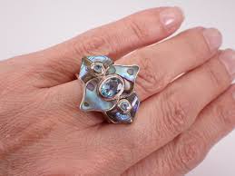 Sterling Silver Sajen Abalone Ring - Vintage Mystic Topaz ...