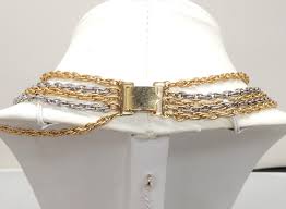 Vintage 1970s Signed Napier Goldtone & Rhodium Plated Festoon Necklace | carriescouture