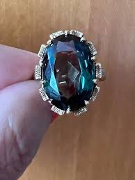 VINTAGE 14K YELLOW GOLD LARGE OVAL CUT SYNTHETIC GREEN SPINEL RING STATEMENT | eBay