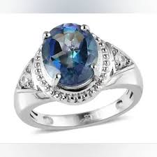 Shop LC | Jewelry | Flower Mystic Quartz And White Zircon Ring In Platinum Over Brass | Poshmark