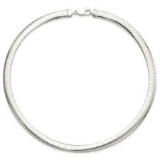 925 Sterling Silver Omega Chain Necklace 8 mm Cubetto 18 ...