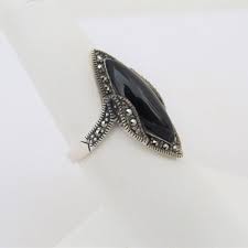 Buy Sterling Silver Black Onyx & Marcasite Ring. Online in India - Etsy