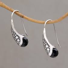 NOVICA Midnight Spell Handcrafted Sterling Silver Onyx Drop ...