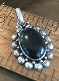 Vintage Black Onyx Oval Sterling Silver Pendant 1 1/2” By 1” | eBay