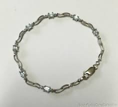 Estate Jewelry Ladies Oval Blue Topaz Bracelet 10K White Gold 7" Long | eBay