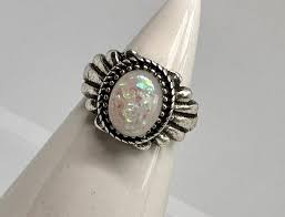 Native American Opal Ring 2.5 Carat Antique Silver For Sale at 1stDibs