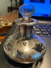 Vintage pretty floral design Silver Overlay Perfume Scent Bottle no Stopper | eBay