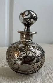 Antique Sterling Silver Overlay Art Nouveau Glass Perfume Decanter Bottle | eBay Australia