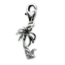 Palm Tree Charm .925 Sterling Silver Antiqued Finish Clip On ...
