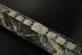 Vintage Sterling Silver Chinese Motif Link ID Bracelet ...