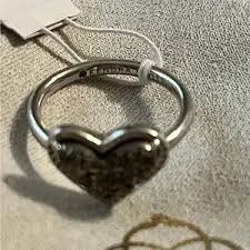 Kendra Scott | Jewelry | Kendra Scott Ari Heart Silver Band Ring In Platinum Drusy | Poshmark
