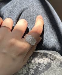 Adjustable Multi-Layer Starburst Textured Ring in Silver ...