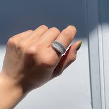 14KT White Gold 1 1/5 Carat Pave Diamond Concave Anniversary ...