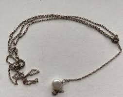 Small Vintage Real Button Pearl on Chain Necklace Button ...