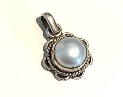 Sterling Silver Pearl Pendant: Round Cabochon Necklace - Etsy