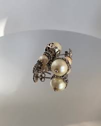 ONLY ONE Earrings Sterling Silver Sea Golden Pearls ...