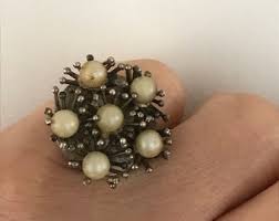 Vintage Mid Century Beau Sterling Atomic Starburst Ring With ...