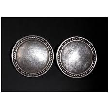 Handcrafted Sterling Large Textured Dome Earrings. For Sale at Ruby Lane