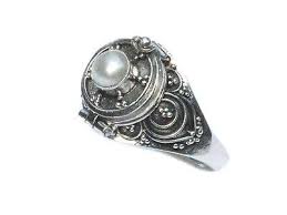 Sterling Silver Round Poison Ring with Treated Pearl | eBay Australia