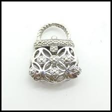03 ctw Diamond Accented Purse Pendant / Charm 10k White Gold ...