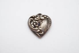 Vintage Sterling Silver Flower Puffy Heart Charm (0561) | eBay
