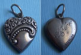 Vintage repousse puffy heart "Helen" sterling charm | eBay