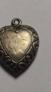 Vintage 1940s Sterling Silver Puffy Heart Charm Engraved ...