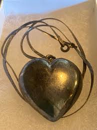 VTG 925 ITALY STERLING SILVER 3D HEART PENDANT NECKLACE FLAT ...