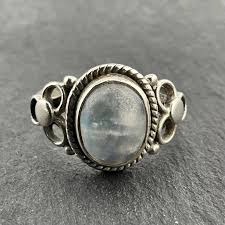 Vintage Moonstone Sterling Silver Oval Ring, UK Size M, US ...