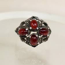 Ring Garnet Sterling Silver Vintage 1990's - Etsy