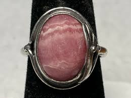 Vintage Sterling Silver 925 Ring with Rhodochrosite Stone Size 7.5.