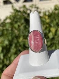 Gemmy Pink & Cream Rippled Rhodocrosite ~ Sterling Silver Ring, sz 8-1/2 | eBay