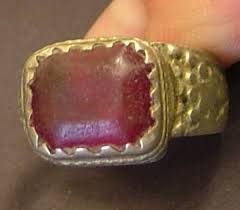 Tribal Silver Ring With Red Glass From Afghanistan. 12x14 Mm ...