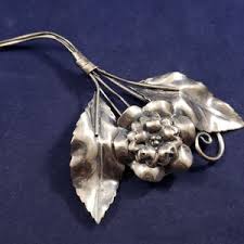 Large Vintage Sterling Rose and Leaves Brooch Pin 17 Grams - Etsy