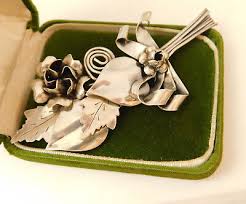 Vintage RAFFAELE Sterling Silver Large Flower Bouquet Leaf Brooch Pin 12j 25 | eBay Australia