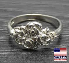 Sterling Silver Rose Flower Bunch Floral Roses Unique 2D ...