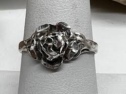 Vintage Rose Cut Sterling Silver Ring - Size 8.5 - Etsy