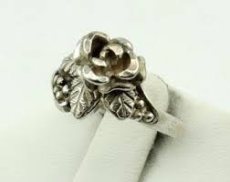 Vintage Hand Made Sterling Silver Rose With Leaves Ring FREE ...