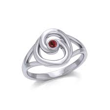 Organic Droplet Silver Contemporary Ring with Gemstone TRI1906